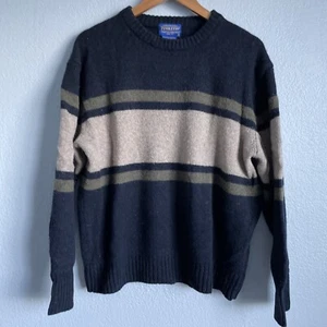 Maglione Pendleton 100% lana Shetland da uomo XL girocollo colore blocco a righe - Foto 1 di 7