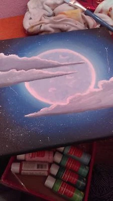 Decoración habitación 10x10 luna nublada pintada a mano Foto 1 de 4