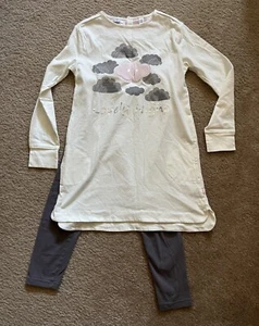 New Okaidi Pjs Pajama Girls Youth Set Lovely Night Gown with Leggings 10Y/138 CM - Picture 1 of 6