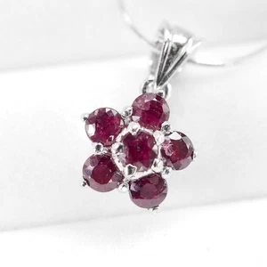 925 Sterling Silver Gorgeous Red Ruby Pendants Natural Gemstone Fine Jewelry - Picture 1 of 9