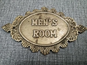 Vintage. Verziertes massives Messing HERRENZIMMER Schild Plakette Wand Tür oval 6" x 3,5" - Bild 1 von 6