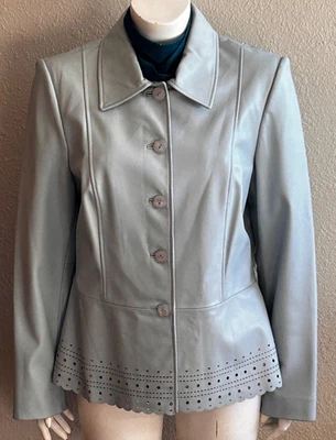 Classiques Entier Light Baby Blue Leather Jacket Women's Sz 14 (L) Gorgeous! - Image 1 of 4