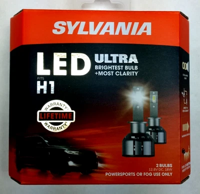 Sylvania LED Ultra H1 Brightest & Most Clarity Headlight 2 Bulb H1LEDHP.BX2 NEW - Image 1 of 4
