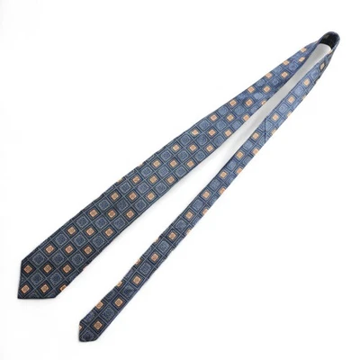 Corbata para hombre Saks Fifth Avenue seda azul naranja patrón geométrico hecha en EE. UU. 60" Foto 1 de 4