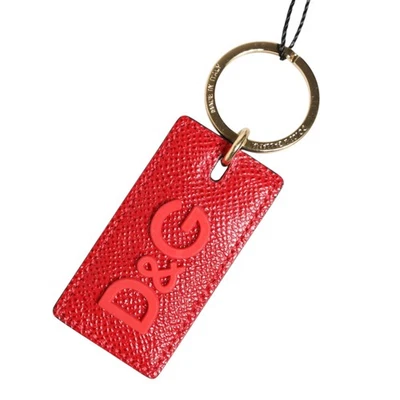DOLCE & GABBANA Llavero Cuero de becerro Rojo D&G Logo Metal Anillo Llavero PVP 140usd Foto 1 de 4