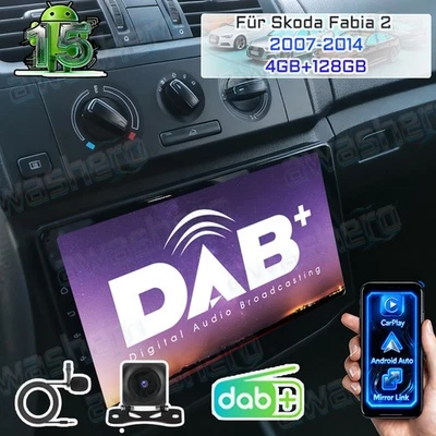 4+128GB CarPlay  Android 15 Autoradio Für Skoda Fabia 5J 2007-2014 GPS Navi DAB+ - Bild 1 von 4