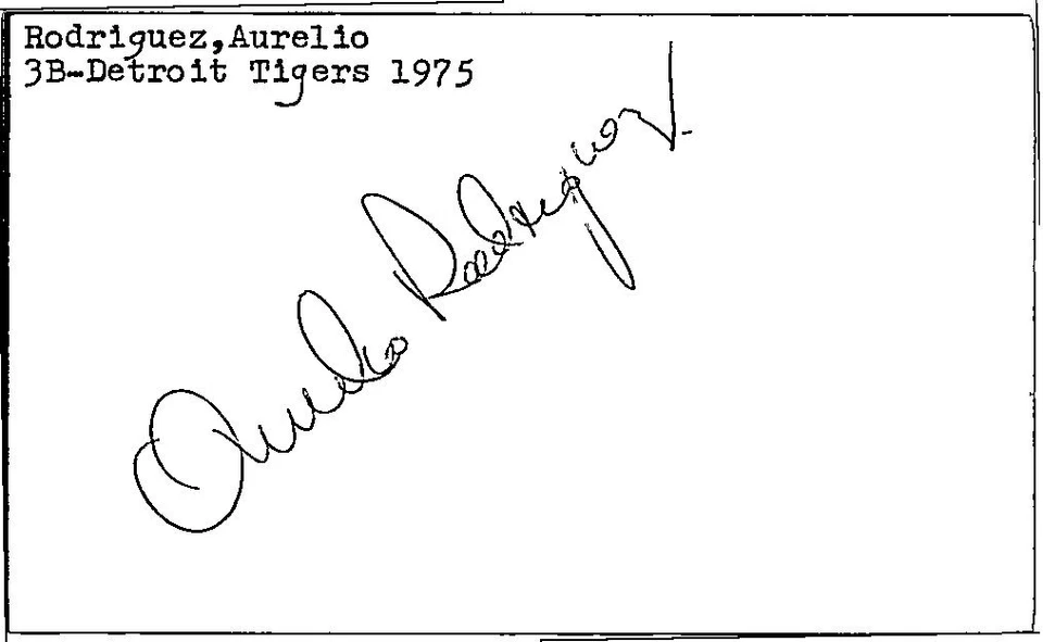 -Aurelio Rodriguez- (d.2000) Signed/Autograph/Auto Index Card Detroit Tigers MLB - Image 1 of 1