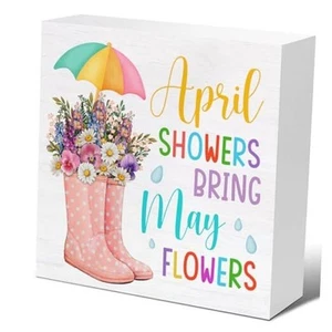 Spring Decor - Farmhouse Spring Decorations - April Showers Bring May H-29 - Picture 1 of 8