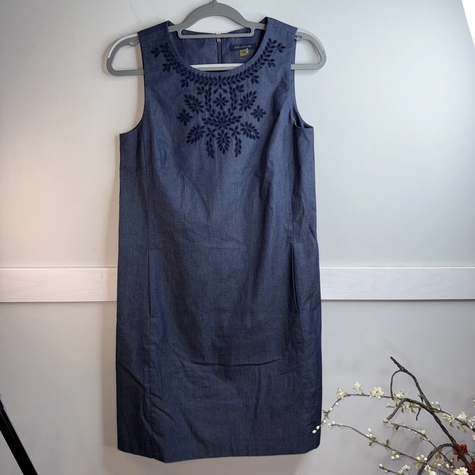 Vestido TOMMY HILFIGER Denim Petalo Recortado con Bolsillos Talla 6 Foto 1 de 4