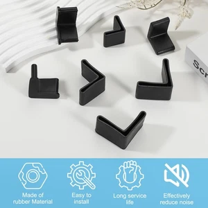 L Shape Leg Pads 2.5" x 2.5", Furniture Leg Cover Protectors Black 8pcs New - - Picture 1 of 6