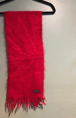 VTG Mohair Wool Scarf Red Fuzzy Soft 75% Mohair 25% Wool Made in West Germany - Image 1 of 4
