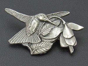 Birds and Blooms Hummingbird Pewter Brooch Pin 1995-1996 Premier Edition #951300 - Picture 1 of 8