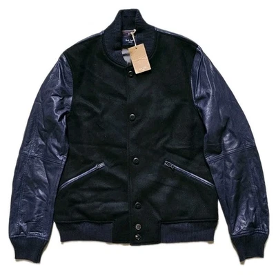 PAUL SMITH Bomber Jacket Kid Leather Wool Mens M Black Rrp £895 - Image 1 of 4