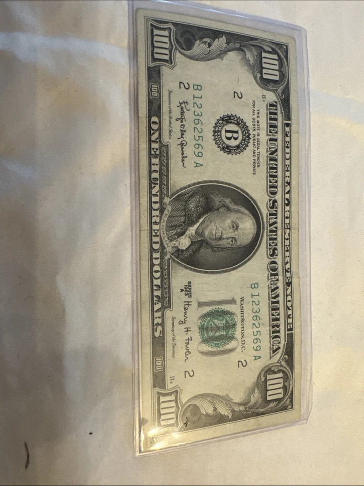 1963 a 100 dollar bill S # B 12362569 A - Image 1 of 4