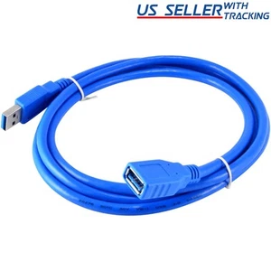 (Paquete de 5) Cable de extensión USB 3.0 tipo A macho a hembra de 5 pies 5 pies 1,5 M azul 5X - Imagen 1 de 1