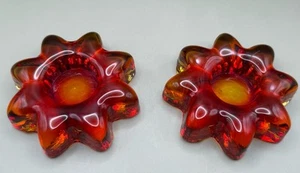 Vintage Blenko Glass #692 Tangerine Candle Holders. 1 Year Only. Htf Pieces - Picture 1 of 5