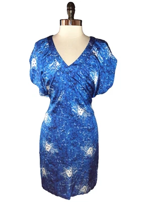 Платье-футляр ANNE KLEIN размер 10 синее белое Lions короткий рукав длина до колена - Изображение 1 из 4