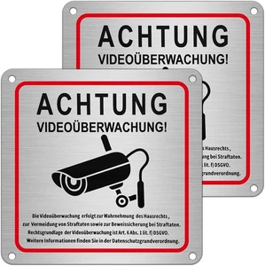 2 Stück Videoüberwachung Schild, Aufkleber Videoüberwachung, Achtung Videoüberwa - Bild 1 von 4