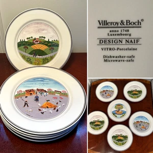 Vintage 6er Set Villeroy & Boch Porzellan DESIGN NAIF 8,25" Salat-/Dessertteller - Bild 1 von 12