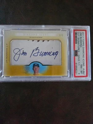 2017 Topps Diamond Icons Jim Bunning Cut Signatures Gold 1/1 PSA 8 - Image 1 of 2