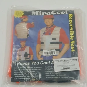 MiraCool Orange Safety Reversible Vest w Water Activated Cooling Crystal Sealed - Picture 1 of 6