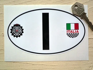 I for ITALY Raci & Italia Crest Nationality ID Plate Car Sticker 6" Fiat Alfa - Picture 1 of 1