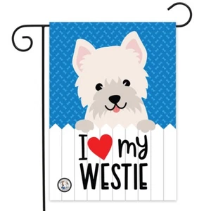 WESTIE dog GARDEN FLAG I Love my WESTIE double sided Yard decor - Picture 1 of 3