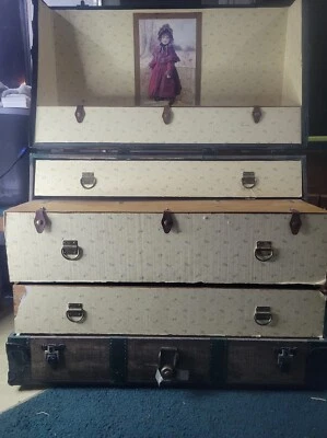 Rare Antique Steamer Trunk or Traveling Dresser, Good Condition Estate Find! - Image 1 of 4
