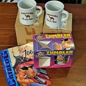 2 VTG NEW Camel Coffee Mug + JOE'S Place TUMBLER + Camel Cash CATALOG - Imagen 1 de 6