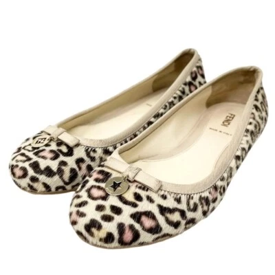 Sandalias planas FENDI vintage de leopardo #36 US6 beige marrón cinta pelo de becerro rango AB Foto 1 de 4