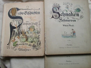 WILHELM BUSCH 2 SCHNAKEN & SCHNURREN I & III TEIL & SECHS GESCHICHTEN 1905 - Picture 1 of 7