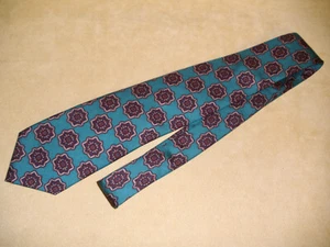 Vintage Givenchy schmale Seidenkrawatte türkisgrün Muster für Herren - Bild 1 von 3
