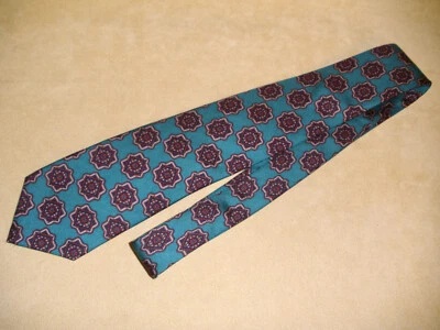 Corbata de seda delgada vintage Givenchy para hombre con patrón verde azulado Foto 1 de 3