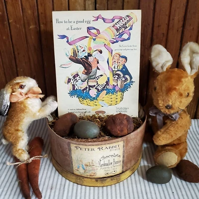 VINTAGE RETRO SHABBY PRIMITIVE MOD STYLE EASTER BUNNY RABBIT NECCO CANDY SIGN - Image 1 of 4