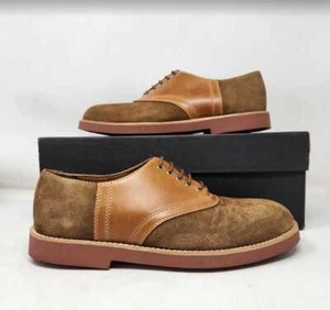 New men's 9 J Crew saddle shoes in leather and English suede oxfords Camel Tan - Picture 1 of 11