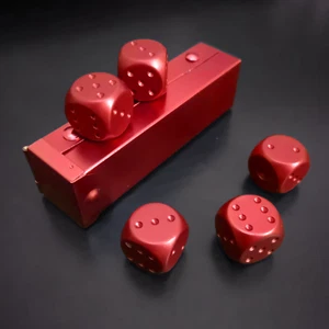 Würfel Set Rot 5 Stück Aluminium 16 mm Würfelset mit Aufbewahrungsbox - Bild 1 von 9