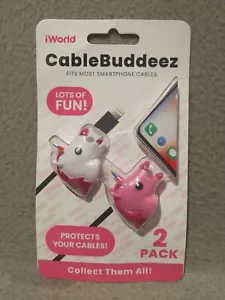 iWorld Cable Buddeez Phone Cord/Cable Protectors 2 Pack UNICORNS *New* - Picture 1 of 4