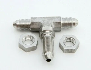 - 3 AN Tee piece Stainless Steel Male Bulkhead Brake Hose Fittings with S.S Nut - Bild 1 von 1