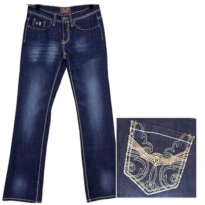 Cowgirl Up Bootcut Jeans Womens 28x32 Blue Denim Western Embroidered Pockets - Image 1 of 4