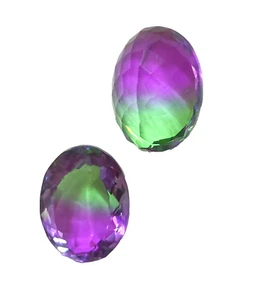 42.70 CT Wonderful Multi-color Oval Shape Doublet Tourmaline Loose Gemstone 2 Pc - Picture 1 of 8