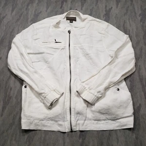 Tommy Bahama Jacket Womens Large White Linen Zip Up Lightweight Pockets - Picture 1 of 13