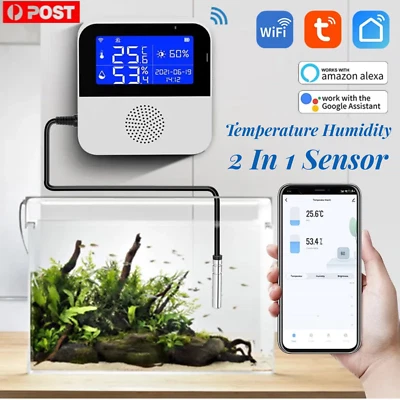 WiFi Tuya Smart Aquarium Water Temperature Detector Thermometer Humidity Meter - Image 1 of 4
