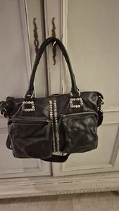 Tolle BÜROTASCHE / SHOPPER Leder, schwarz mit Nieten - Bild 1 von 2