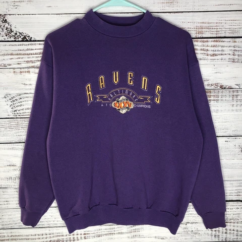 Vintage Baltimore Ravens NFL Crewneck Sweatshirt Super Bowl Purple Men’s Small S Cover