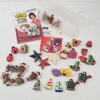 Lot Of Button Covers Vintage To Modern Includes Cover Your Own Button Covers - Image 1 of 4