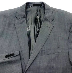 Austin Reed Sport Coat Wool Check Weave Gray 48 L Men London Preppy Academia Y2K - Picture 1 of 12