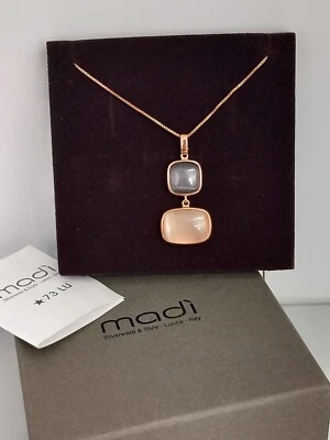 Collana Madì Donna Argento Rosè Quarzo Idrotermale Avorio e Grigio - Immagine 1 di 4