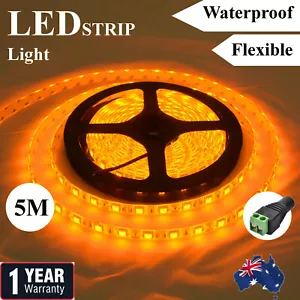 Yellow Waterproof Amber 12V 5M 5050 SMD 300 Led LED Strip Light Car Boat Caravan - Picture 1 of 10