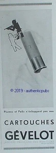 PUBLICITE GEVELOT MUNITION CHASSE CARTOUCHE FUSIL CHASSEUR DE 1931 FRENCH AD PUB - Picture 1 of 1