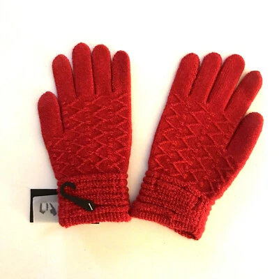 Steve Madden For Macy's Guantes Mujer Rojo Metálico Zigzag EZ Tap Pantalla Táctil NUEVO Foto 1 de 3